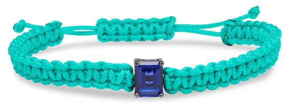 Sapphire emerald cut nylon bracelet