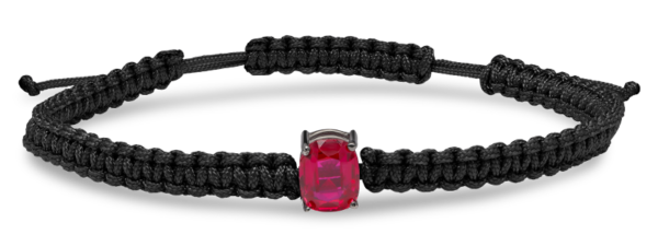 Ruby oval cut nylon bracelet