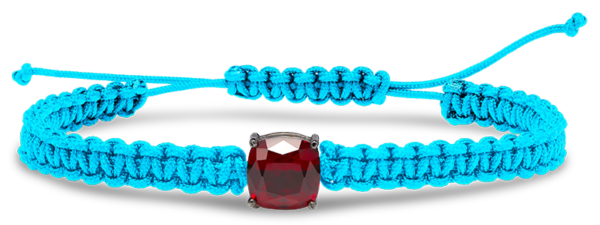 Ruby cushion cut nylon bracelet
