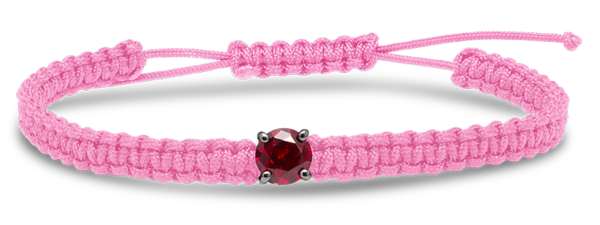 Ruby round cut nylon bracelet